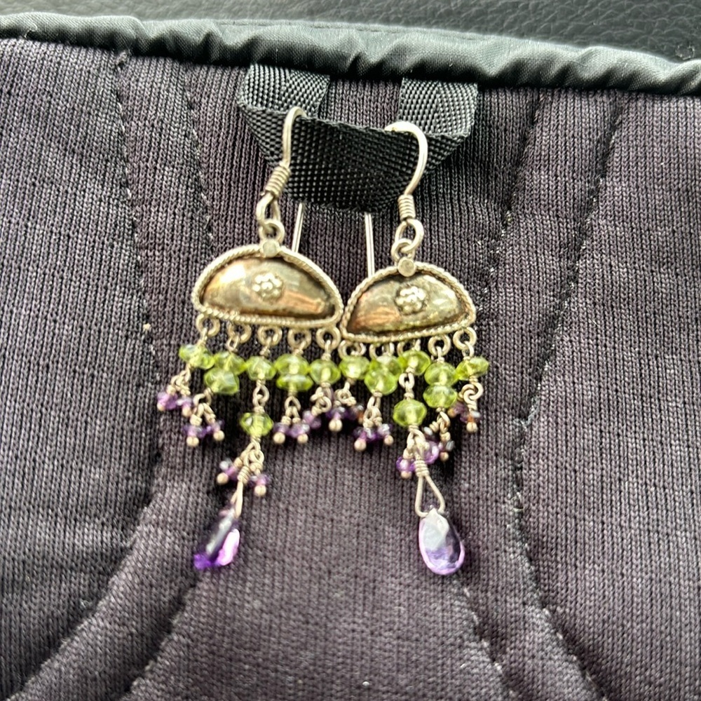 Faceted Amethyst and Peridot Umbrella Chandeliers Exotic India